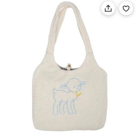 YesStyle Other - fuzzy white lamb bag with gingham interior